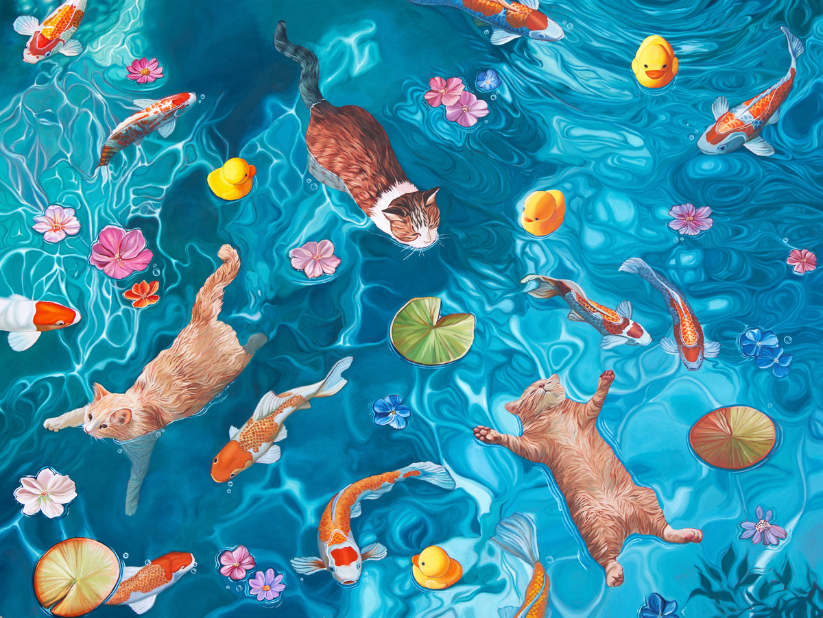 "Feeling Koi? Paws and Reflect" 1000 Piece Jigsaw Puzzle